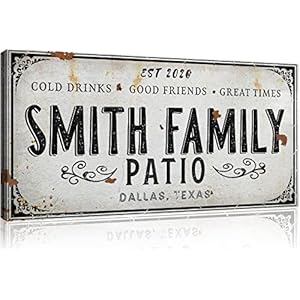 Tailored canvases outdoor patio sign personalized patio wall canvas art decor for backyard pool deck porch bar and custom gift idea for friends family and couples cold drinks and great times  urban country home decor