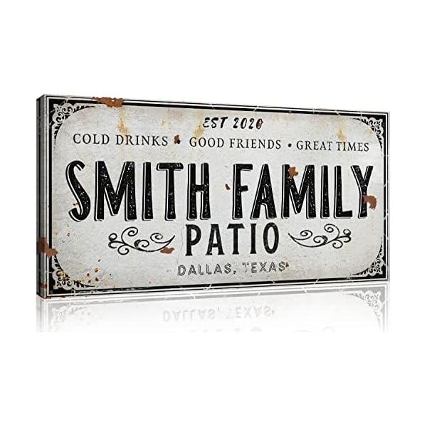Tailored canvases outdoor patio sign personalized patio wall canvas art decor for backyard pool deck porch bar and custom gift idea for friends family and couples cold drinks and great times  urban country home decor