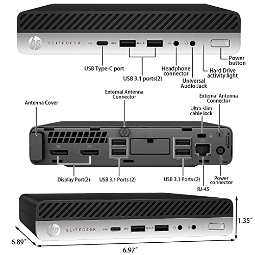 Image of HP EliteDesk 800 G4 DM Dual 22 inch Computer Monitors and Mount Bundle, Intel i5-8500,16GB Ram 512GB NVMe SSD,WiFi,Windows 11 (Renewed)
