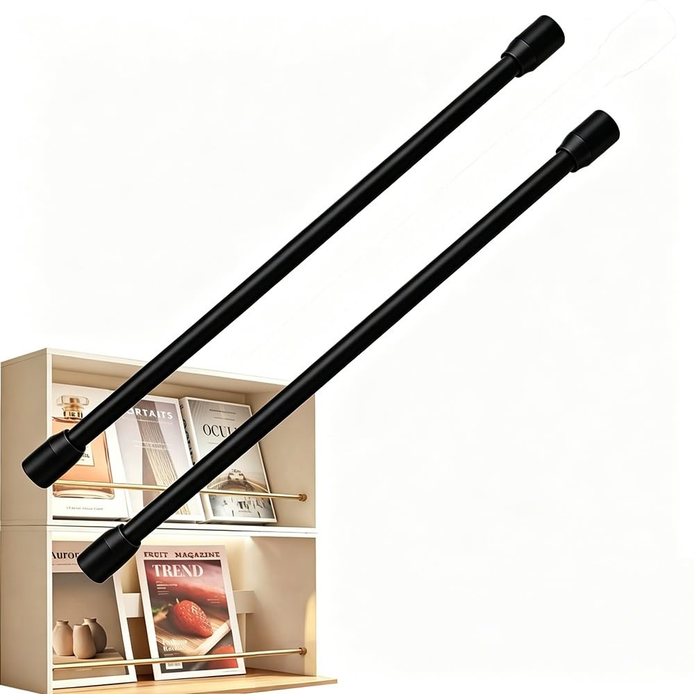 TAJMDGW 2 Pack Gallery Shelf Rail Anti-Fall Decorative Railing Rods Metal Round Tube Cabinet Fences Decorative Guardrail for Wine Cabinet Bookshelf(Black,90cm(35.5"))