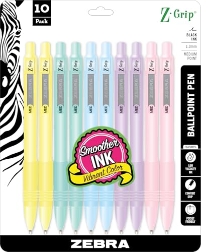 Zebra Pen Z-Grip Pastel Stylo rétractable encre noire fluide