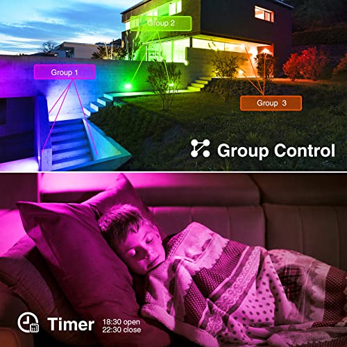 Onforu Rgbcw Led Flood Light 500W Equiv 2 Pack, Wifi Controlled Uplights 2700K-6500K Color Changing Stage Lights Work With Alexa, Ip66 Smart Floodlight Outdoor For Events Party Landscape, Timing #TOP5