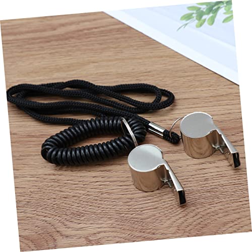 2 silbatos metálicos con cuerda para árbitro miniatura 6