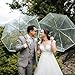 Lwuey Folding Transparent Umbrella, Clear Bubble Wedding Umbrella Foldable Compact One Button Open Close Tri Fold Portable Rain Windproof for Travel Decorative Photography Prop Women