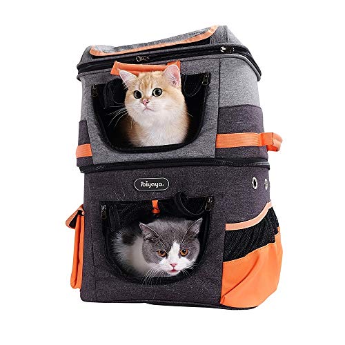 ibiyaya-Dog-and-Cat-Carrier-with-Double-Decker-Compartment-JetPaw-2-Compartement-for-2-Pet-Carrier-for-Cats-Dogs-and-Rabbits-Travel-Friendly-Hiking-Friendly-Dog-Carrier-Black-and-Gray - Cucciolini Doodles   ibiyaya-Dog-and-Cat-Carrier-with-Double-Decker-Compartment-JetPaw-2-Compartement-for-2-Pet-Carrier-for-Cats-Dogs-and-Rabbits-Travel-Friendly-Hiking-Friendly-Dog-Carrier-Black-and-Gray