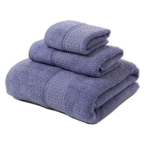 JARITTO Ensembles de serviettes de Bain Toilette 3 Pièces Ensemble 1 Drap de Douche + 1 Essuie-Mains + 1 Débarbouillette Coton Doux (Violet Clair Cover