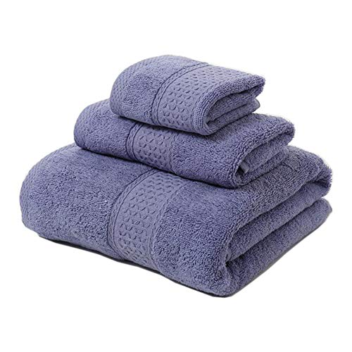 JARITTO Ensembles de serviettes de Bain Toilette 3 Pièces Ensemble 1 Drap de Douche + 1 Essuie-Mains + 1 Débarbouillette Coton Doux (Violet Clair Cover