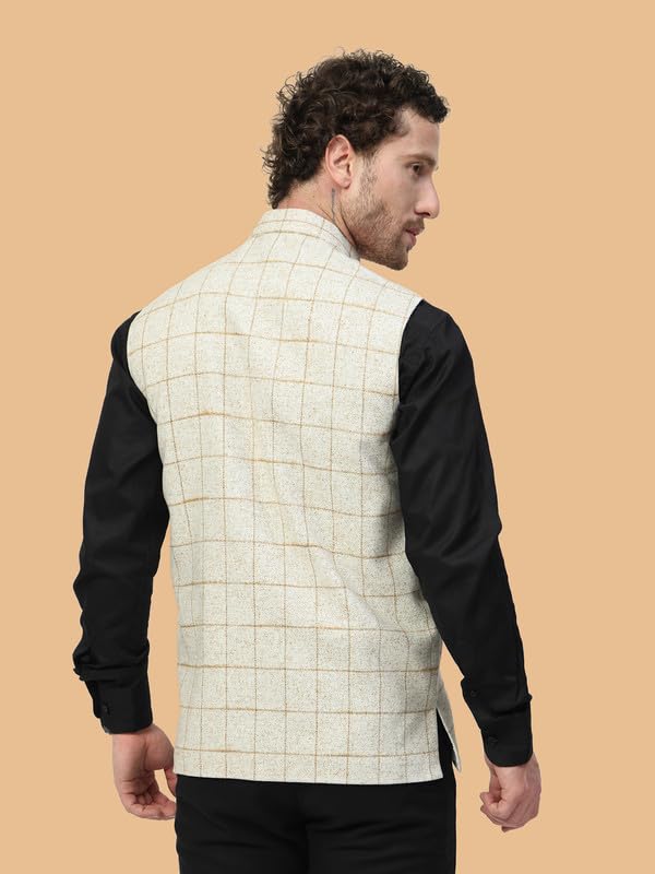 Image of VASTRAA FUSION Men's Traditional Woolen Nehru Jacket Modi Waistcoat