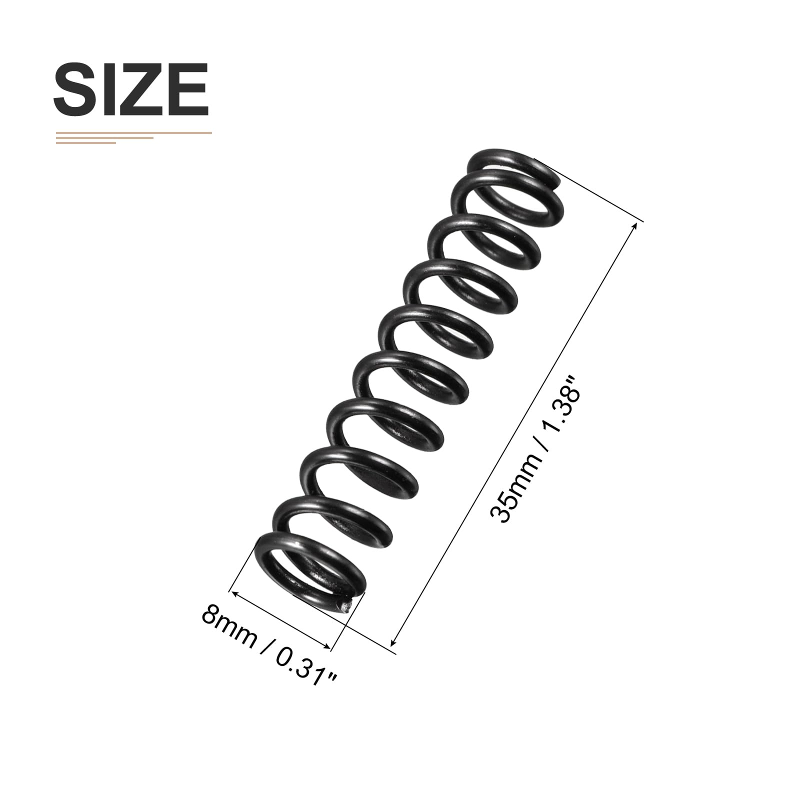 DTGN 1.2x8x35mm(DxODxL) Compression Spring - 20Pack - Good for Machinery - Spring Steel Extension Spring - Black - Image 2