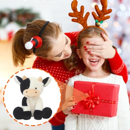 Afenau Kuscheltier Kuh, 22CM Niedliches Plüschtier Kuh, Sitzend Spielzeug, Supersoft Schwarz Weiß Plüschtier für Baby Kinder und Erwachsene Geschenke