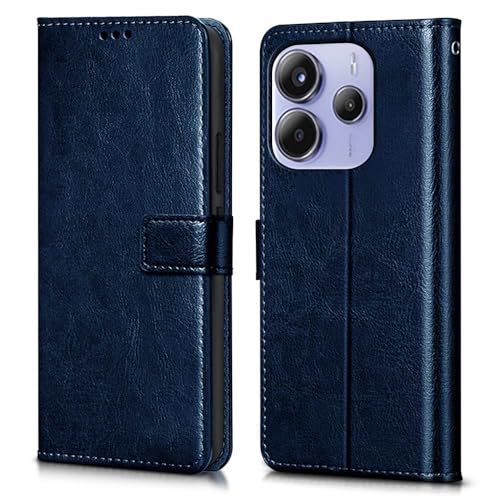 WOW IMAGINE Shock Proof Flip Cover Back Case Cover for Redmi Note 14 5G (Flexible | Leather Finish | Card Pockets Wallet & Stand | Blue)- Best and cheap mobile covers in India