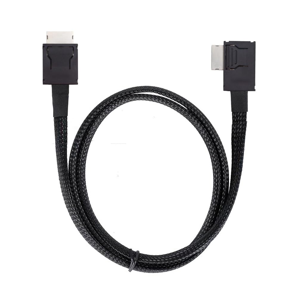 Cable activo de datos OcuLink PCIe 4.0 PCI-Express SFF-8611 4i a SFF-8611 en ángulo izquierdo de 90 grados para eGPU SSD de 50 cm