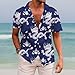 KYKU Dragon Button Up Shirt Hawaiian Shirts for Men Funny with Pockets, Blue White, XL