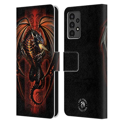 Étui portefeuille cuir Samsung Galaxy A13 2022 Anne Stokes Lava Dragon Dragon de feu tribal
