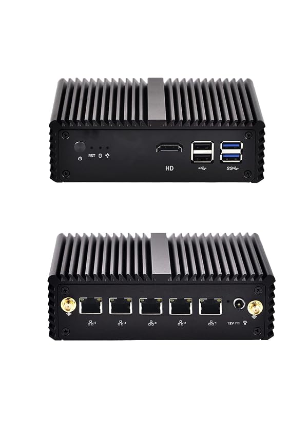 QOTOM Q730G5 Barebone Mini PC - Intel Quad-core J4105, AES-NI, 5 Intel 2.5G LAN, 10Watts, Industrial Mini PC Firewall Gateway Router (8GB RAM, 32GB SSD) by EnjoyGadgets - Used condition - CA$279.00