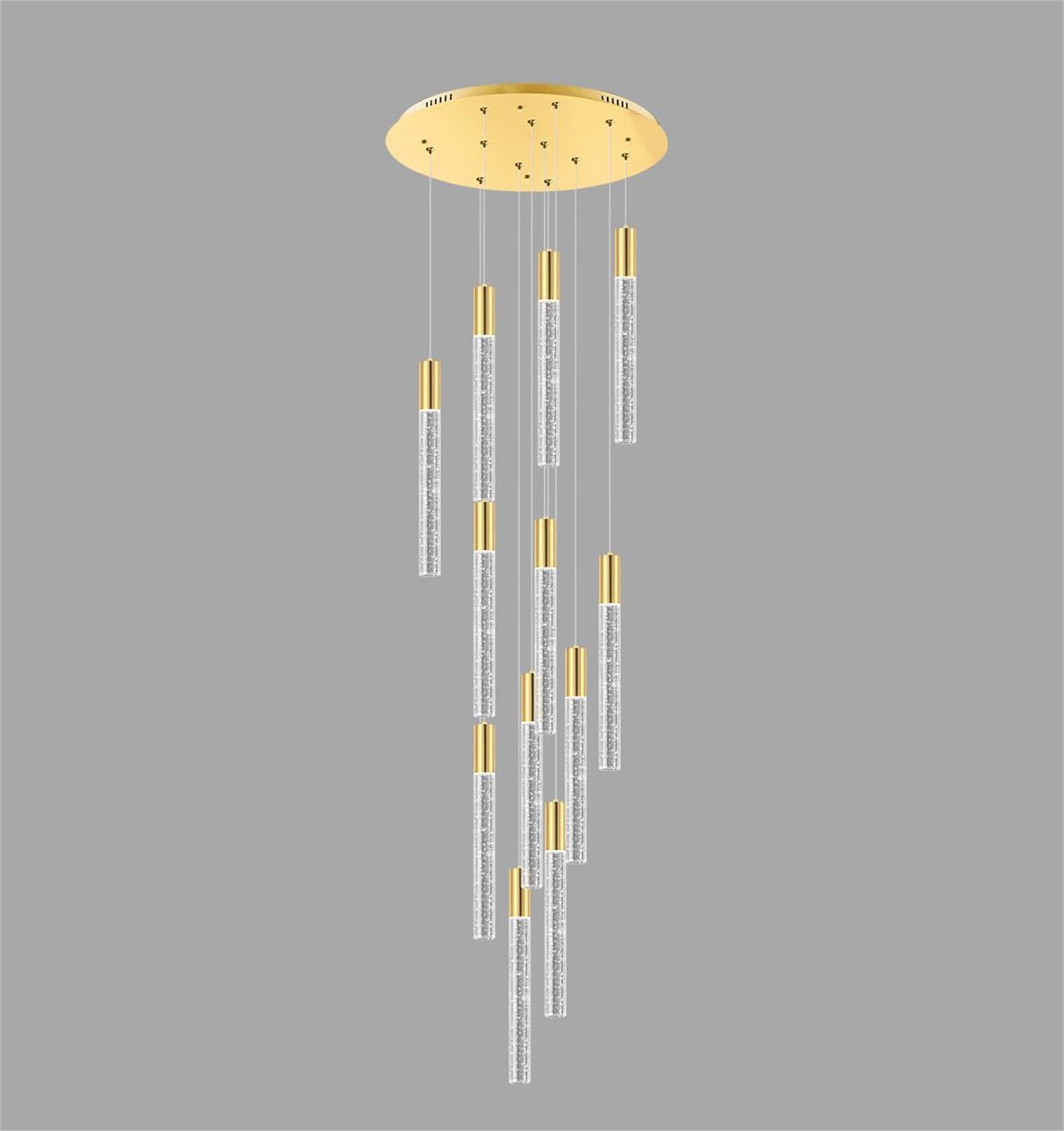 KXEcoLife 118Inch 12-Lights Modern Chandeliers for Living Room LED Dimmbale Light Fixture Entryway High Ceiling Pendants Lighting Dining Hallway Staircase