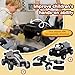 2-in-1 Ride on Toy for Kids, Different Truck/Go Kart Freely Switched, 12V Battery Powered Cars for Kids, Creative Building Block, Ride on Car w/4-Wheel Suspension, LED Lights (Black)