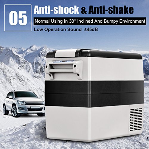 Image of HOMGX 54 Quart (52L) Portable Freezer from-4F to 50F, Adjustable Temperature Display, DC 12 /24V, Vehicle Electric Fridge Cooler for Car and Home Travel, RV, Boat, Outdoor Camping, White