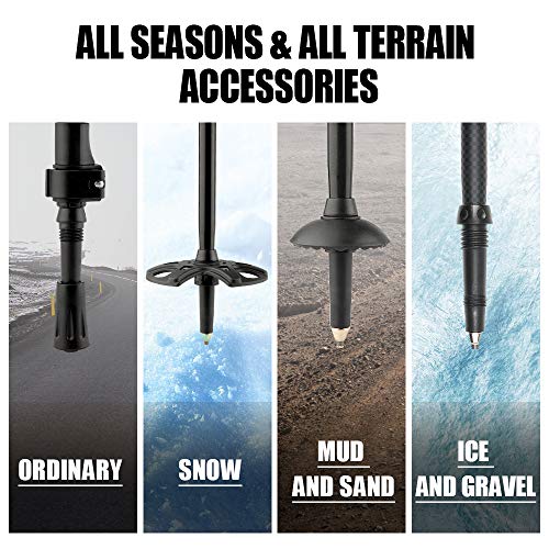 KINGGEAR Trekking Poles, Collapsible Adjustable Walking Sticks, Lightweight 7075 Aluminum, Quick Flip Lock, Anti-Sweat Cork, Tungsten Tips for Hiking, Nordic Walking and Cross Trekking(White) - Thumbnail 4