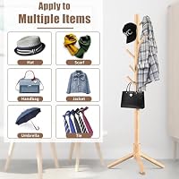 Haddockway 3 Adjustable Freestanding Wooden Coat Rack Stand 8 Hooks,Hallway — image 6