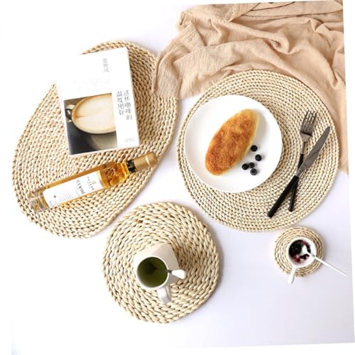 Set de table en paille épaisse et napperons ronds haut de gamme