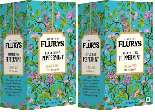 Image of Flurys Organic Peppermint Tea | 100% Pure Herbal Tea | Caffeine-Free Mint Infusion for Digestion & Relaxation | 20 Tea Bags (30g) (Pack of 2)