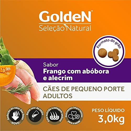 Ração Golden Seleção Natural para Cães Adultos de Raças Pequenas sabor Abóbora - 3kg