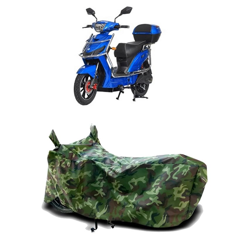 Image of DUFFEL-100% Heat Protection Two Wheeler Bike /Scooty Body Cover for Avan Motors Xero+ Water Resistance /UV-Rays /Birds Dropping /Scratchproof /Dust Proof /Waterproof[Green Jungle Print]