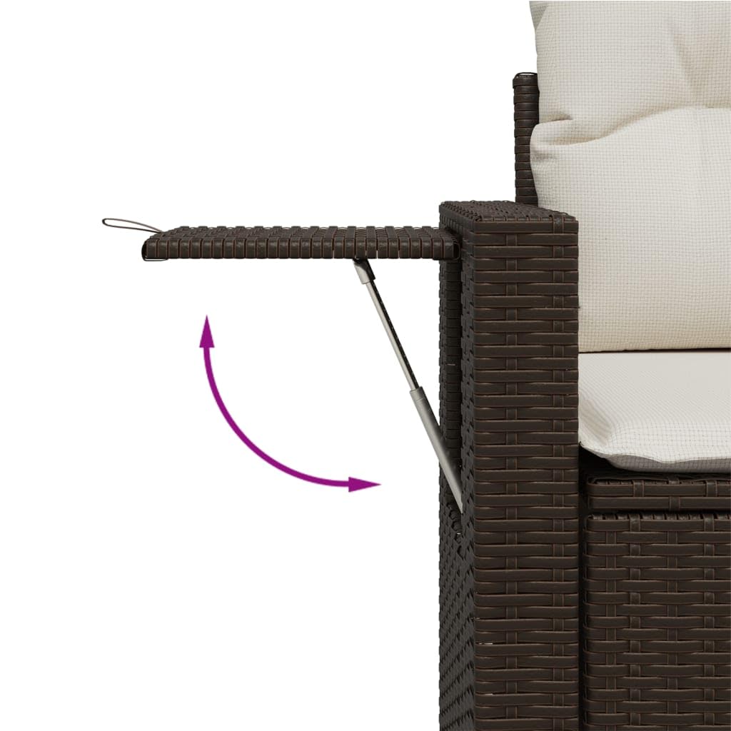 Set Divani da Giardino 7 pz con Cuscini Marrone in Polyrattan Impilabile Resistente per Relax Pranzo Conversazione su Terrazza, Balcone, Patio e Veranda