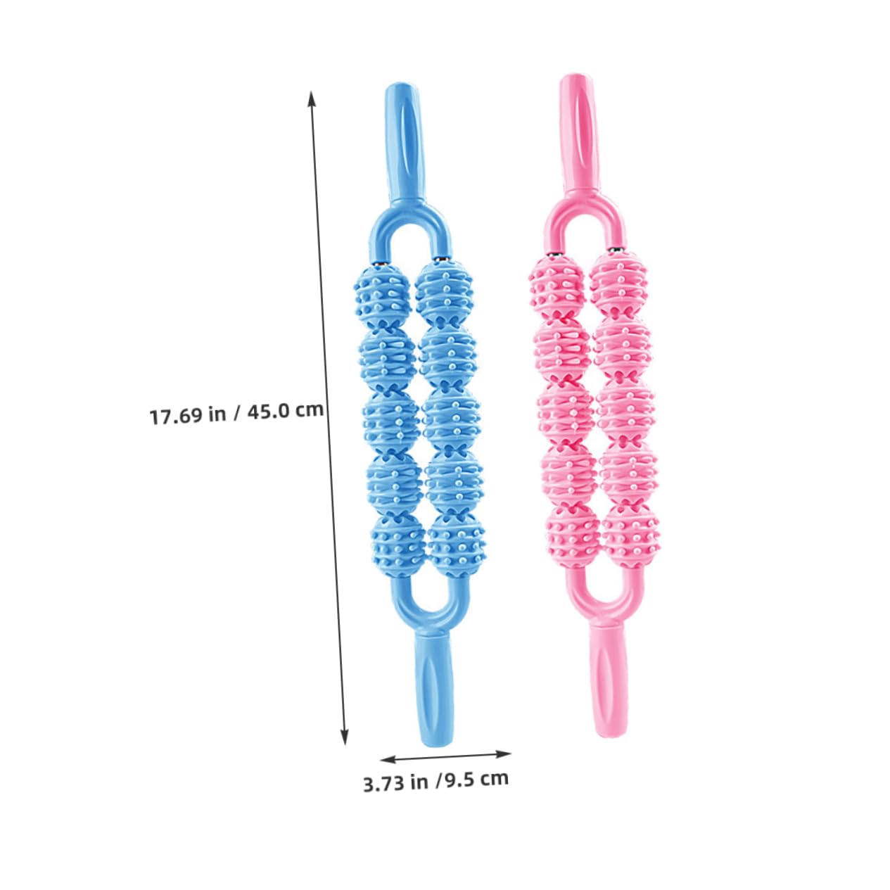 Beaupretty 2pezzi Massaggiatore a Rotella in Plastica e Metallo Ergonomico Per Muscoli Della Schiena e Gambe Portatile Per Rilassamento e Recupero Atleti