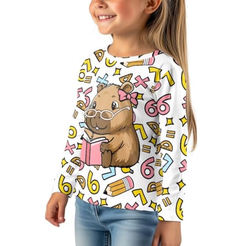 Image of WELLFLYHOM Long Sleeve T-Shirt for Boys Girls 3-16 Years Old Tee Tops Crewneck Pullover Shirts Fall Outfits
