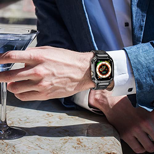Image of MioHHR Stainless Steel Band and Case Compatible with Apple Watch Band 49mm