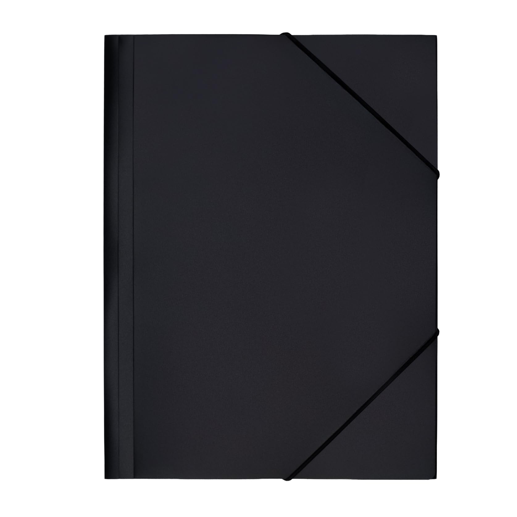 RAYLU PAPER - A4 Folder with Elastic Bands and Flaps - Storage Folders for Documents, Office and School, Made with 100% Recyclable Polypropylene (A4, Black)
