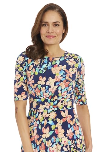 Image of London Times Women's Womens Elbow Sleeve A-line Midi - Pretty Garden Party Dress - Special Occasion Wedding Guest Dress