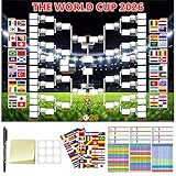 2026 World Cup Schedule Poster - 33.5x23.6 Inch Includes A3 Schedule & 64 Team Flag Stickers Large Soccer Schedule World Cup 2026 Merchandise Wall Chart for Game-day Planning Track Matches