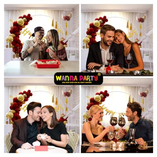 Image of WP WANNA PARTY Elegant Birthday Decoration Items Kit - 47Pcs Including Happy Birthday Banner , Red & Gold Balloons ,Confetti Balloons for Adults,Wife, Husband, Boyfriend, Girlfriend