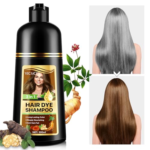 Hair Dye Shampoo for Grey Hair, Hair Colour Shampoo for Men and Women, 3 in 1 Vegetal Haarfärbe-Shampoo, Haarfärbemittel in wenigen Minuten für einen natürlichen Look (04--Caffee, 500ml)