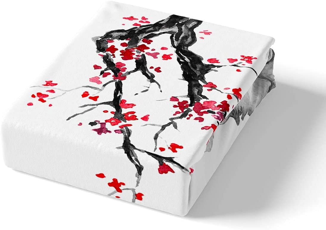 Funda Nordica Cama 135 150 Flores de Cerezo Japonesas, Microfibra Fundas Nordicas, Funda Nórdica Japón, Ropa de Cama 240x220 cm y 2 x Fundas de Almohada C-D569