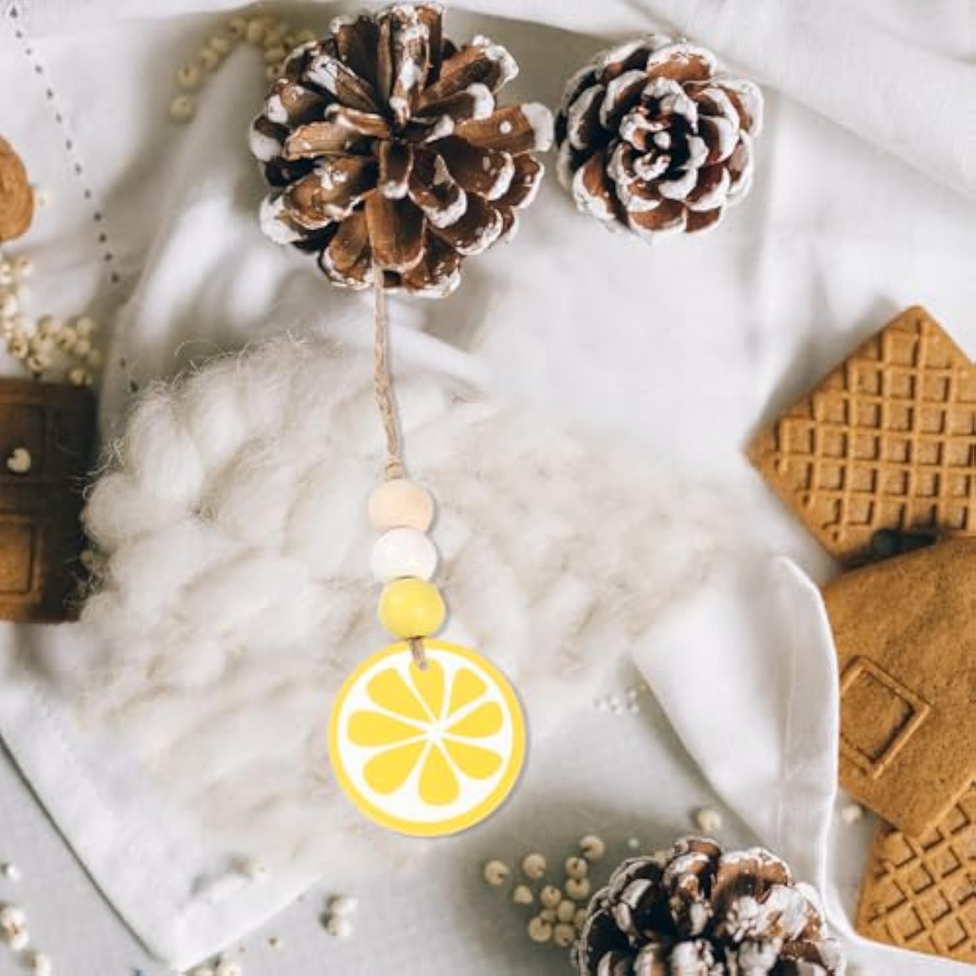 10pcs DIY Wooden Lemon Ornaments for Crafts
