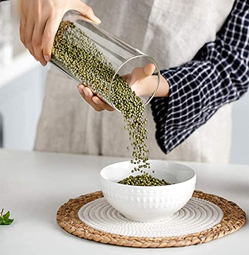 Image of 1400 ML Round Airtight Glass Jar for Food Storage Set,Airtight Food Jars with Bamboo Lids Glass Kitchen Glass multipurpose use set of 12(12, Round BAMBOO LID GLASS JAR 1400ml -)