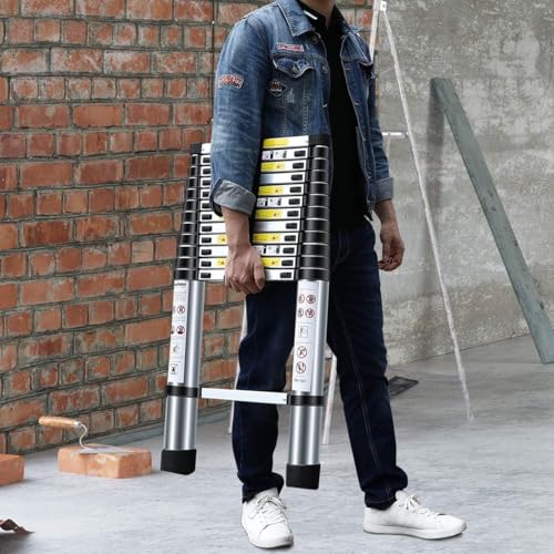 Nestling Teleskopleiter, 3,2 m, automatische Verriegelung, freie Höhenverstellung, Belastung 150 kg, leicht und langlebig