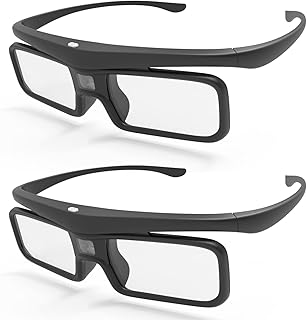 AWOL VISION DLP Link 3D Glasses, Rechargeable Active Shutter Eyewear compatiable with AWOL VISION LTV-2500, LTV-3500, Vanish TV & Other DLP-Link 3D projectors (2 Packs)