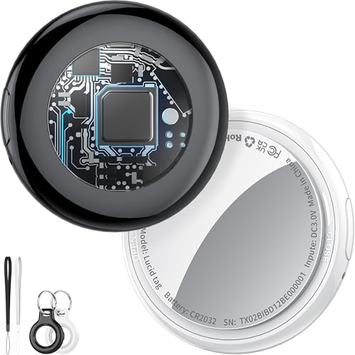 Smart Air Tracker Tags-Schwarz und Weiß, Schlüsselfinde Kompatibel mit Apple Wo ist? APP (iOS NUR, Android Not Supported), 5.3 Bluetooth Tracker Tag für Gepäck/Taschen/Koffer, Austauschbarer Batterien