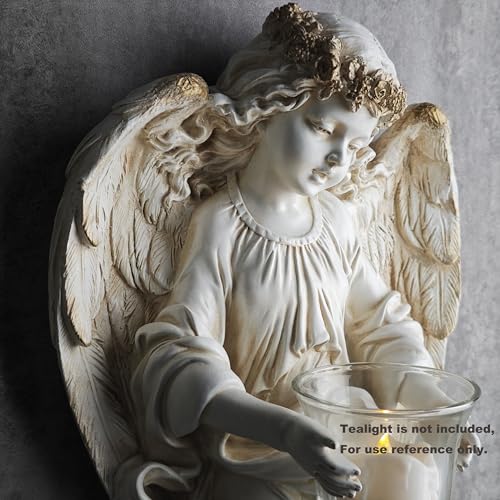Bc Buildclassic Bc Home Decor Angel Candle Holder, Guardian Angel Statue For Wall,Angel Wall Sculpture, Cherub Wall Sconce For Tea Light thumb #1