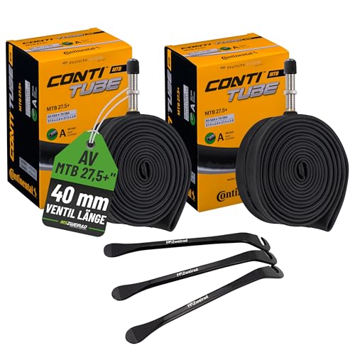 2er Set Continental Fahrradschlauch MTB 27+ Zoll 65/70-584 AV 40mm inklusive 3 MSZweirad Reifenheber