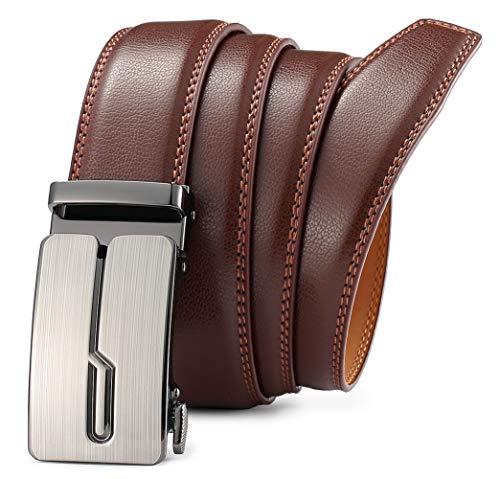 GFG Ceinture pour Homme en Cuir Véritable avec Boucle Automatique Largueur-3.5cm-0010-110-Marron - Image 4