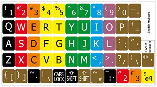Learning Large Lettering (Upper CASE) English US Colored Keyboard Decals