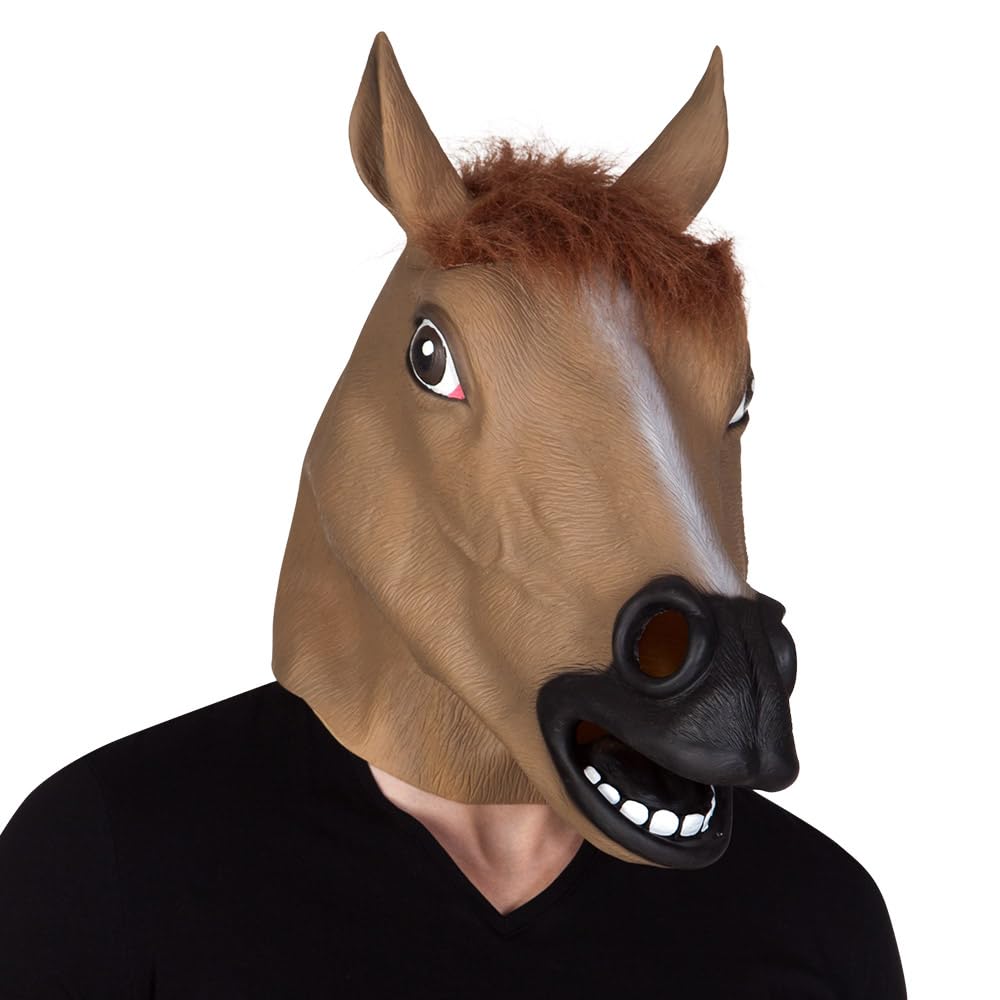 Boland - Latex Horse Mask with Adult Hair, Brown, 00144