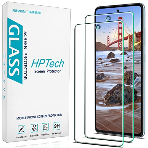HPTech [2-Pack] Tempered Glass for Samsung Galaxy A52/ A52 5G Screen Protector Support Fingerprint Reader Easy to Install Bubble Free Case Friendly
