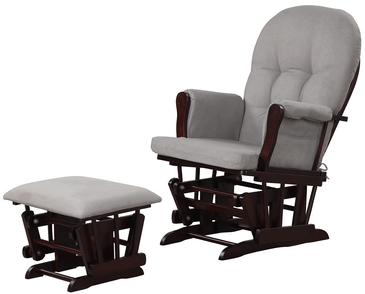 Angel Line Grayson Glider and Ottoman, Espresso, Gray